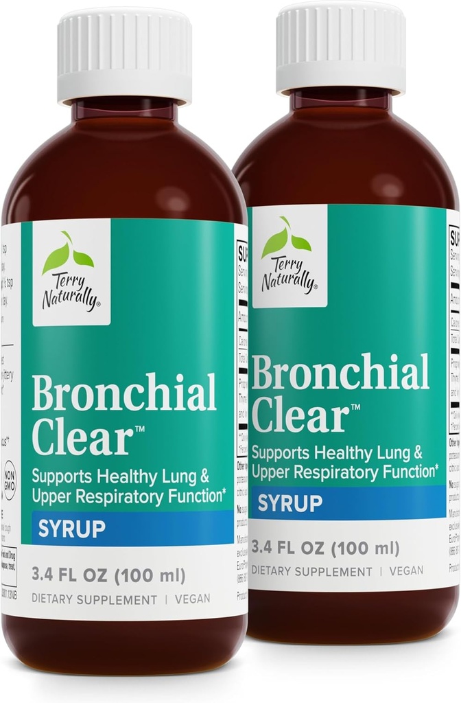 Terry naturellement Bronchial liquide clair - Soutien respiratoire pour la santé bronchique et pulmonaire - Soutien bronchique pour la santé respiratoire - Soutien respiratoire sain pour les adultes et les enfants - 3,4 fl oz (paquet de 2)