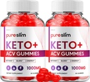 (2 Pack) Pure Slim Keto ACV Gummies - Advanced Formula PureSlim Keto Plus ACV Gummies Apple Cider Vinegar Pure Slim ACV Gummies Dietary Supplement Reviews Men Women (120 Gummies)