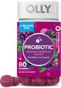 OLLY Probiotique Gummy, Immune et soutien digestif, 1 milliard UFC, Supplément probiotique à croquer, Berry, 40 jours d'approvisionnement - 80 comtes