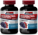 Resveratrol Supreme 1200mg Maximum Strength Plus 1200 Suppléments de vin rouge, resveratrol Supplément vin rouge, resveratrol antioxydant, vin rouge Extrait avec resveratrol, vin rouge Graine de raisin 2 bouteilles