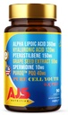 AJS Pure Cell Youth 6X PRO, 90 Capsules -PQQ 40mg, Acide R-lipoïque 360mg, Hyaluronate de sodium 120mg, Pterostilbène 150mg, Extrait de graines de raisin 50mg, Spermidine 10mg