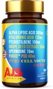 AJS Pure Cell Youth 6X PRO, 90 Capsules -PQQ 40mg, Acide R-lipoïque 360mg, Hyaluronate de sodium 120mg, Pterostilbène 150mg, Extrait de graines de raisin 50mg, Spermidine 10mg