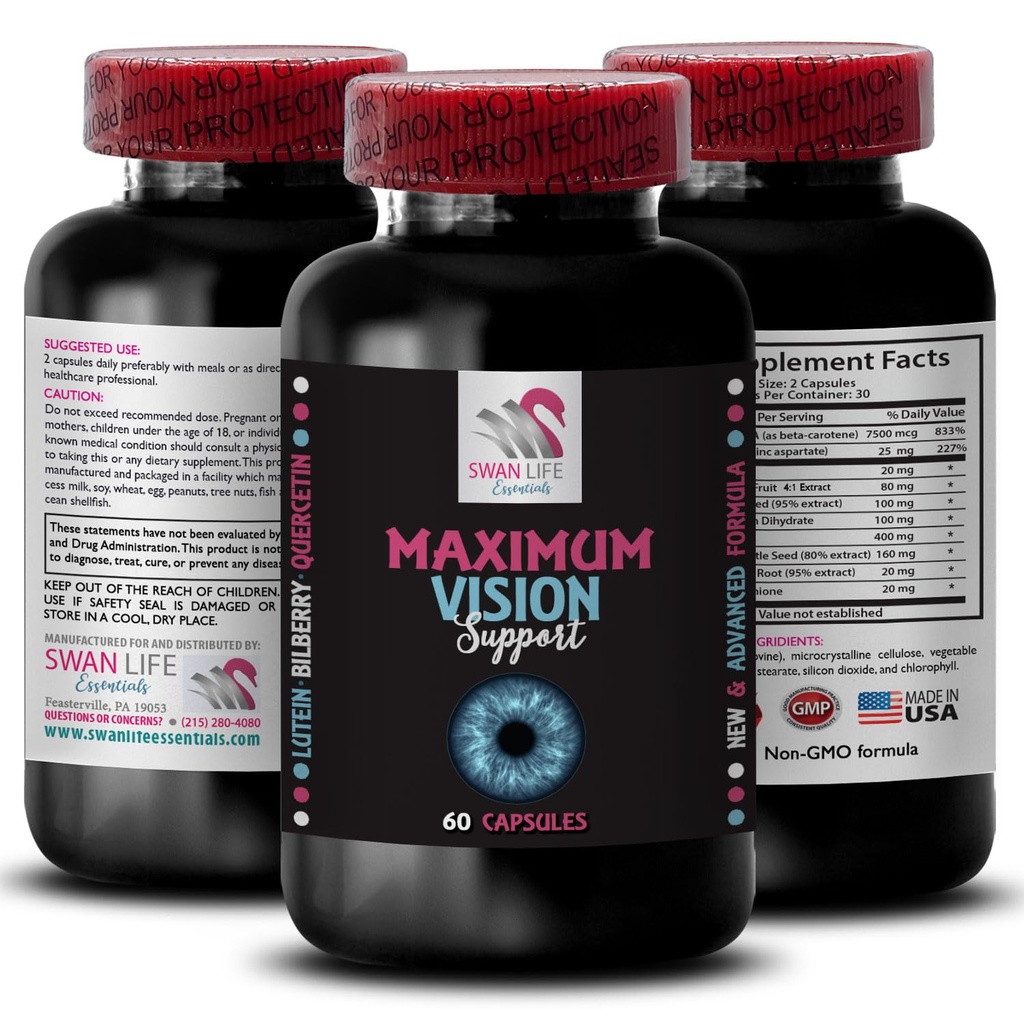 Vision quotidienne - Supplément de vision oculaire - Visibilité, meilleure vue, focale, clarté visuelle, vision boost, vue pure, focale Sharp, clarté oculaire, focale clair 1 bouteille 60 capsules