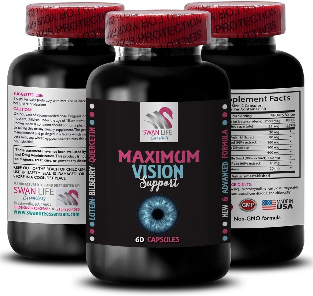Vision quotidienne - Supplément de vision oculaire - Visibilité, meilleure vue, focale, clarté visuelle, vision boost, vue pure, focale Sharp, clarté oculaire, focale clair 1 bouteille 60 capsules