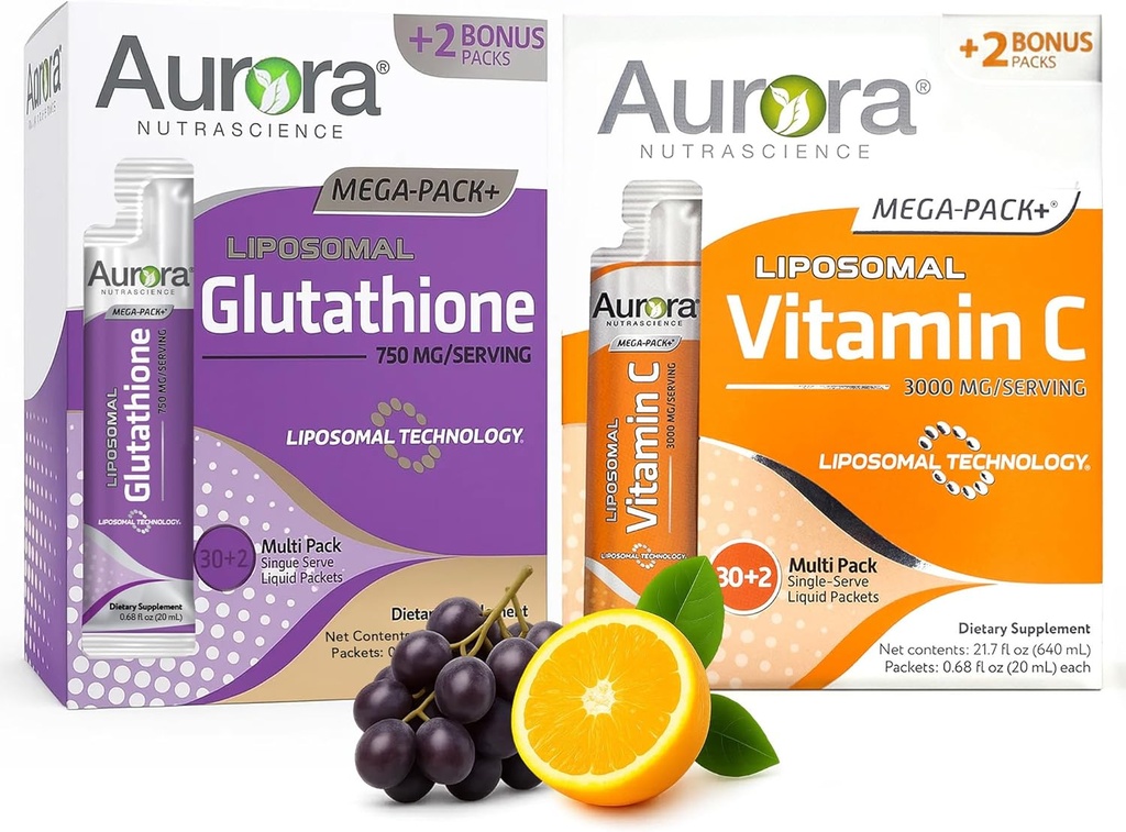 Vida Lifescience Aurora Nutrascience Mega Vitamine C & Glutathion Bundle, 64 Packets