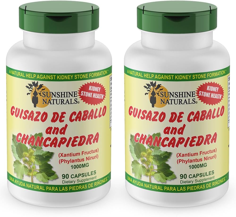 Sunshine Naturals Guisazo & Chancapiedra Herbal Blend, complément alimentaire naturel pour le bien-être, 90 capsules. Boîte de 2
