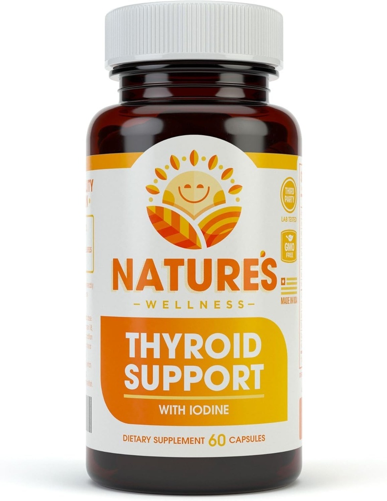 Thyroid Support Complex With Iodine For Energy Levels, Weight Loss, Metabolism, Fatigue & Brain Function - Natural Health Supplement Formula: L-Tyrosine, Selenium, Kelp, Bladderwrack, Ashwagandha, etc