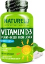NATURELO Vitamine D - 2500 UI - Plante à base de lichen - Supplément naturel D3 pour système immunitaire, soutien osseux, santé articulaire - Vegan - Non-OGM - Sans gluten - 120 capsules