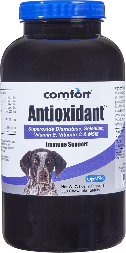 Kala Health COMFORT Antioxidant Supplement for Dogs, 350 Count, Immune Support and Helps Reduce Skin Allergies, Contains: MSM, Superoxide Dismutase, Selenium and Vitamin C & E, Made in The USA