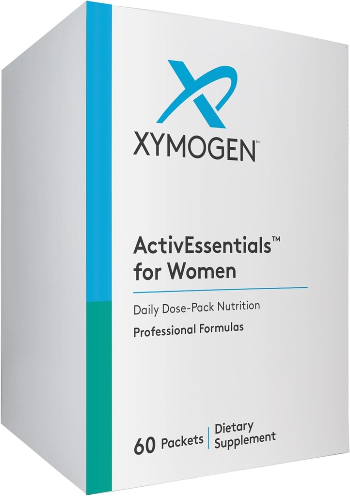 XYMOGEN ActivEssentials for Women - Daily Dose Pack Nutrition with 4 Supplements - ActivNutrients Multivitamin with Iron, Antioxidant Support, Omega-3 Fish Oil, Calcium Complex (60 Packets)