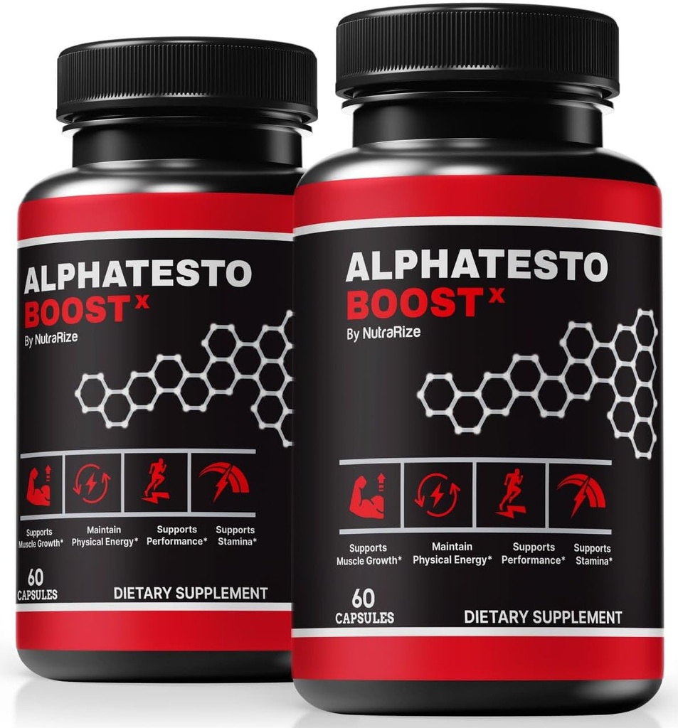 (2 packs) Alpha Testo Boost X pour les hommes, Alpha Test Boost X pilules officielles, formule masculine tout-naturelle pour soutenir la fonction musculaire et l'endurance, la nutrition quotidienne pour l'examen quotidien des performances (120 capsules)