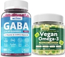 Vegan Omega 3 Gummies 1 Pack+ GABA Gummies Sans sucre 2 Pack