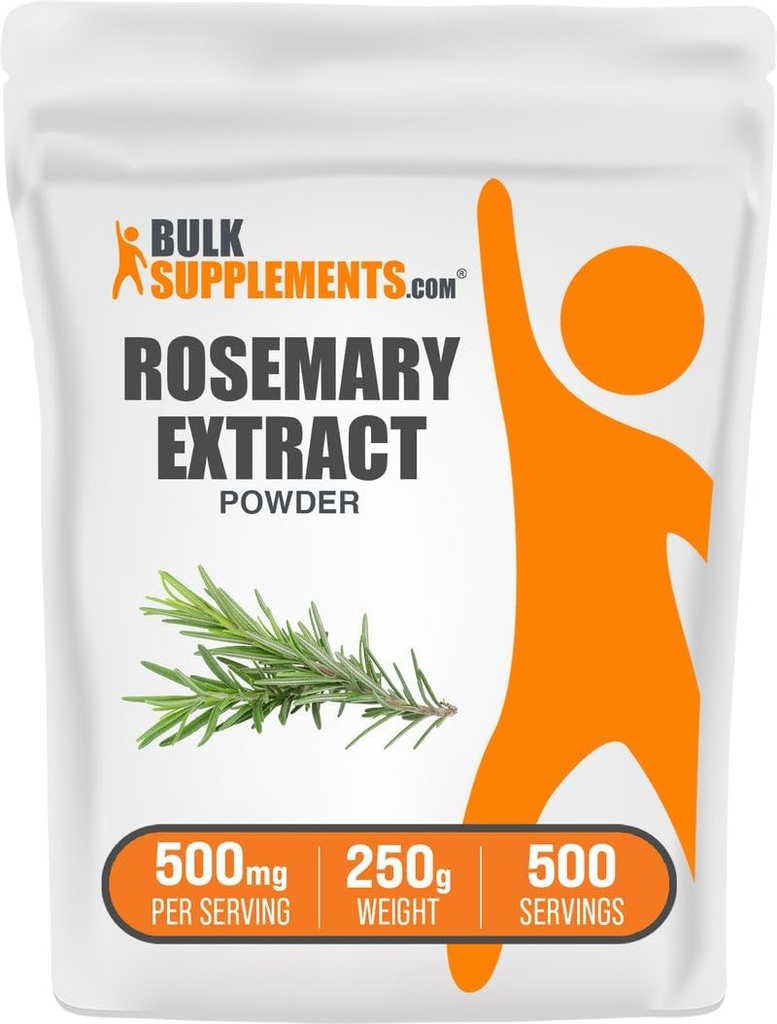 BulkSupplements.com Poudre d'extrait de romarin, d'herbe de romarin - supplément à base de plantes, sans gluten, 500mg par portion, 250g (8,8 oz) (paquet de 1)