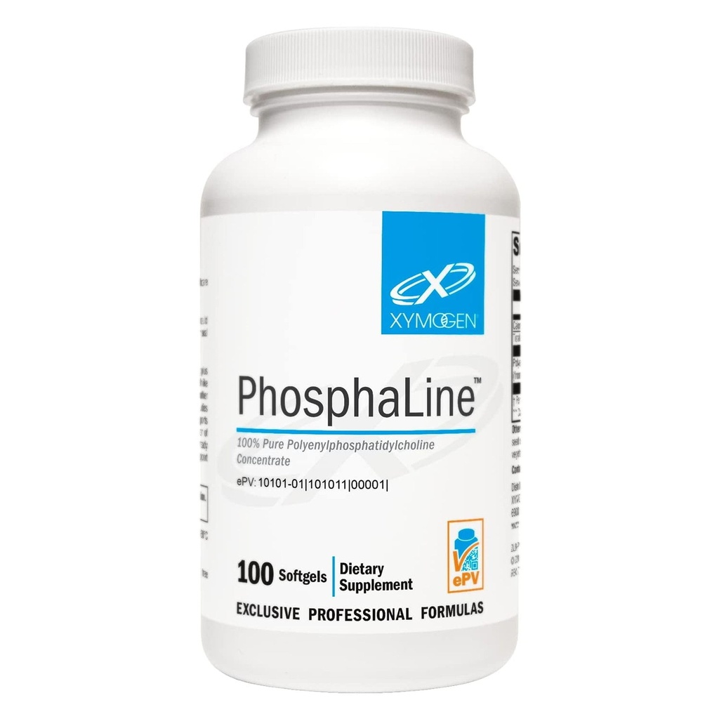XYMOGEN PhosphaLine - Polyénylphosphatidylcholine Phosphatidyl Choline - Soutenir la santé du foie, la fluidité de la membrane cellulaire, la santé cardiovasculaire (100 Softgels)