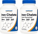 Nutricost Fer chélaté, As Ferrochel, 36mg, 240 Capsules (2 bouteilles)