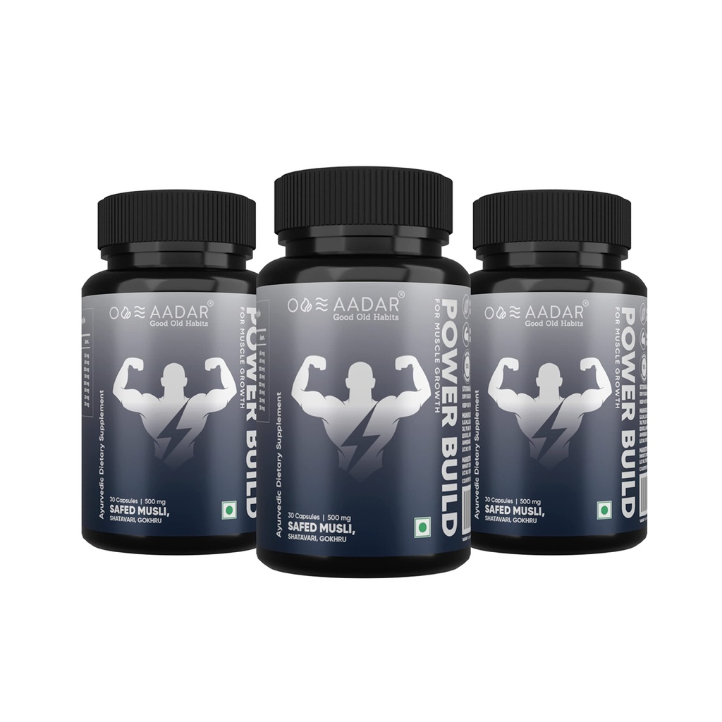 AADAR Power Build (Safed Musli, Gokhru, Shatavari) 30 capsules (Pack 3)