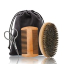 Brosse et peigne à barbe à cheveux, ensemble de ciseaux pour hommes, ensemble comprenant brosse à bretelles à sanglier souple, peigne à dents large en bambou et ciseaux à moustache, redressez et adoucissez votre barbe