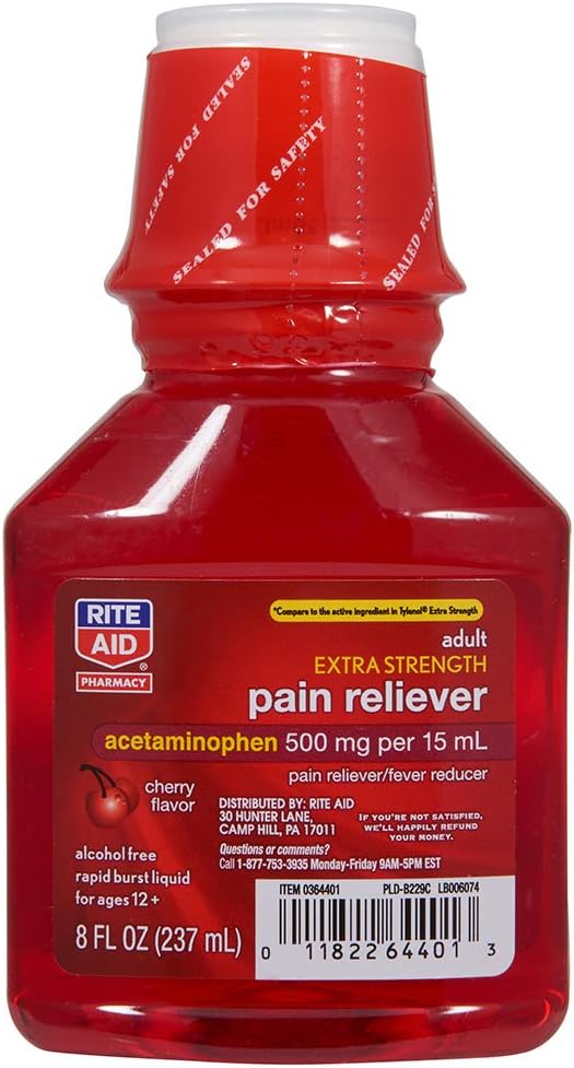 Rite Aid Adulte extra-fort analgésique, cerise, 500mg - 8 fl oz