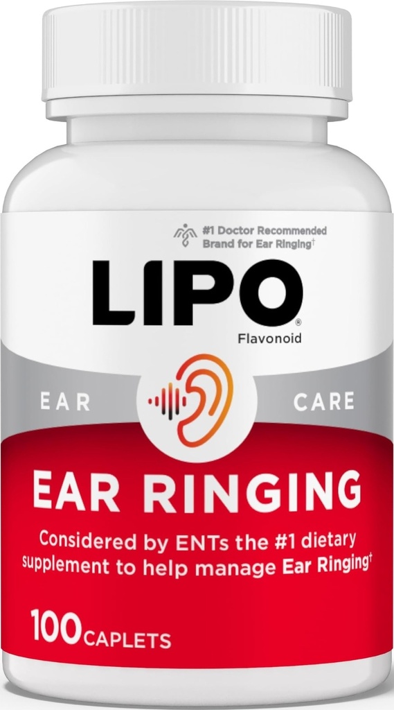 Relief Lipo-Flavonoïde Plus Acouphène - Médecin-Recommandé pour les oreilles à sonnerie - Complexe bioflavonoïde de citron prouvé cliniquement avec des vitamines C, B1, B2, B6, B12 et Calcium - 100 Caplets