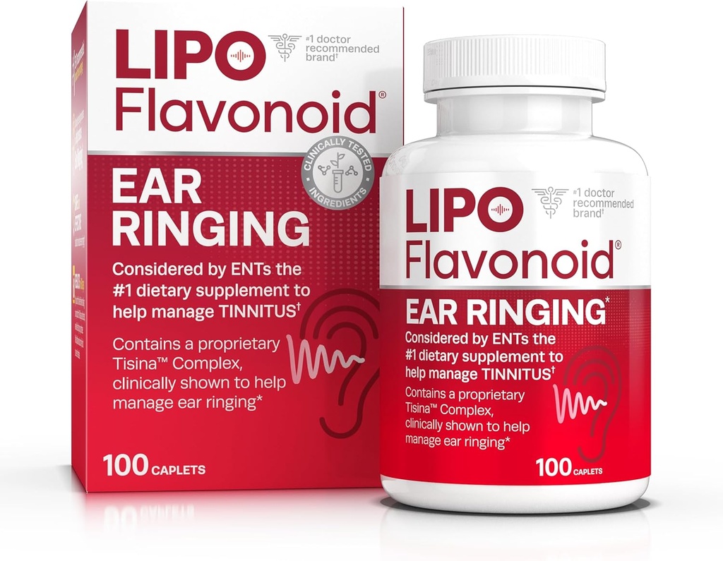 Relief Lipo-Flavonoïde Plus Acouphène - Médecin-Recommandé pour les oreilles à sonnerie - Complexe bioflavonoïde de citron prouvé cliniquement avec des vitamines C, B1, B2, B6, B12 et Calcium - 100 Caplets