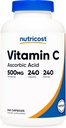 Nutricost vitamine C 500mg, 240 capsules, végétarien, sans gluten et non-OGM
