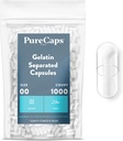 PureCaps États-Unis - Capsules de gélatine vides Taille 00.000 Pills séparées ,000Pills séparées ,%Certifiés non-OGM SLS, gluten, sans conservateur