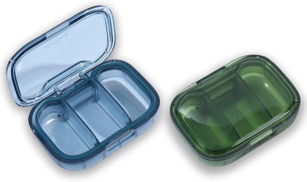 3 Boîte à pilules du compartiment, étui à pilules de l'épreuve d'humidité, organisateur de pilules de voyage pour la purée de poche, boîte quotidienne de médicaments portables à base de vitamines et d'huile de poisson, boîte de supplément, 2 paquets