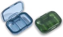 3 Compartment Pill Box, Moisture Proof Pill Case, Travel Pill Organizer for Pocket Purse, Daily Portable Medicine Vitamin/Fish Oil Box, Supplement Box, 2 Pack