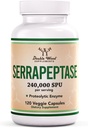 Serrapeptase 240,000 SPU Max Potency (120 Veggie Capsules) Proteolytic Enzyme for Sinus, Respiratory and Joint Health (Non-GMO, Gluten Free, Vegetarian Safe) by Double Wood