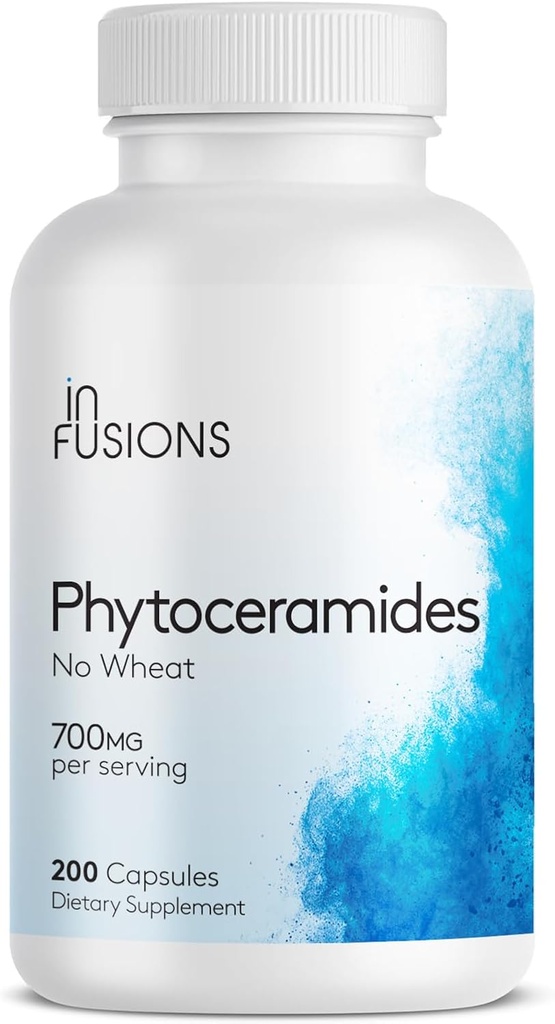 Phytocéramides 200 Capsules Réparation de la peau Rejuvenation Support anti-âge Céramides dérivés de la plante 700mg Sans gluten Non-OGM