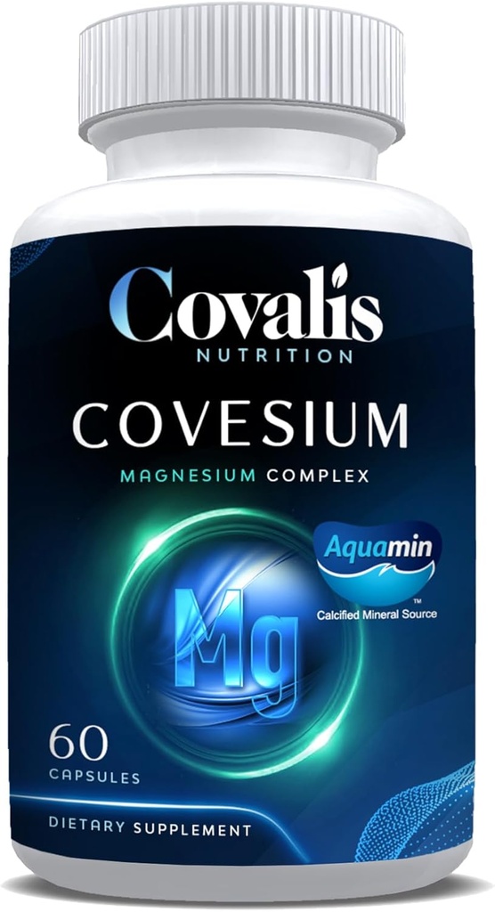 Supplément complexe de magnésium de covesium: 5 types de magnésium - hydroxyde, glycinate, citrate, malate, oxyde: fonction musculaire: 60 capsules