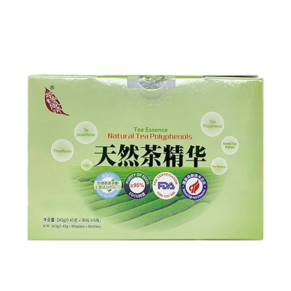 Extrait de thé vert,Nouvelle ère du thé,Thé naturel polyphénols comprimés,Tea Essence,90 comprimés/bouteille,6bouteilles/boîte