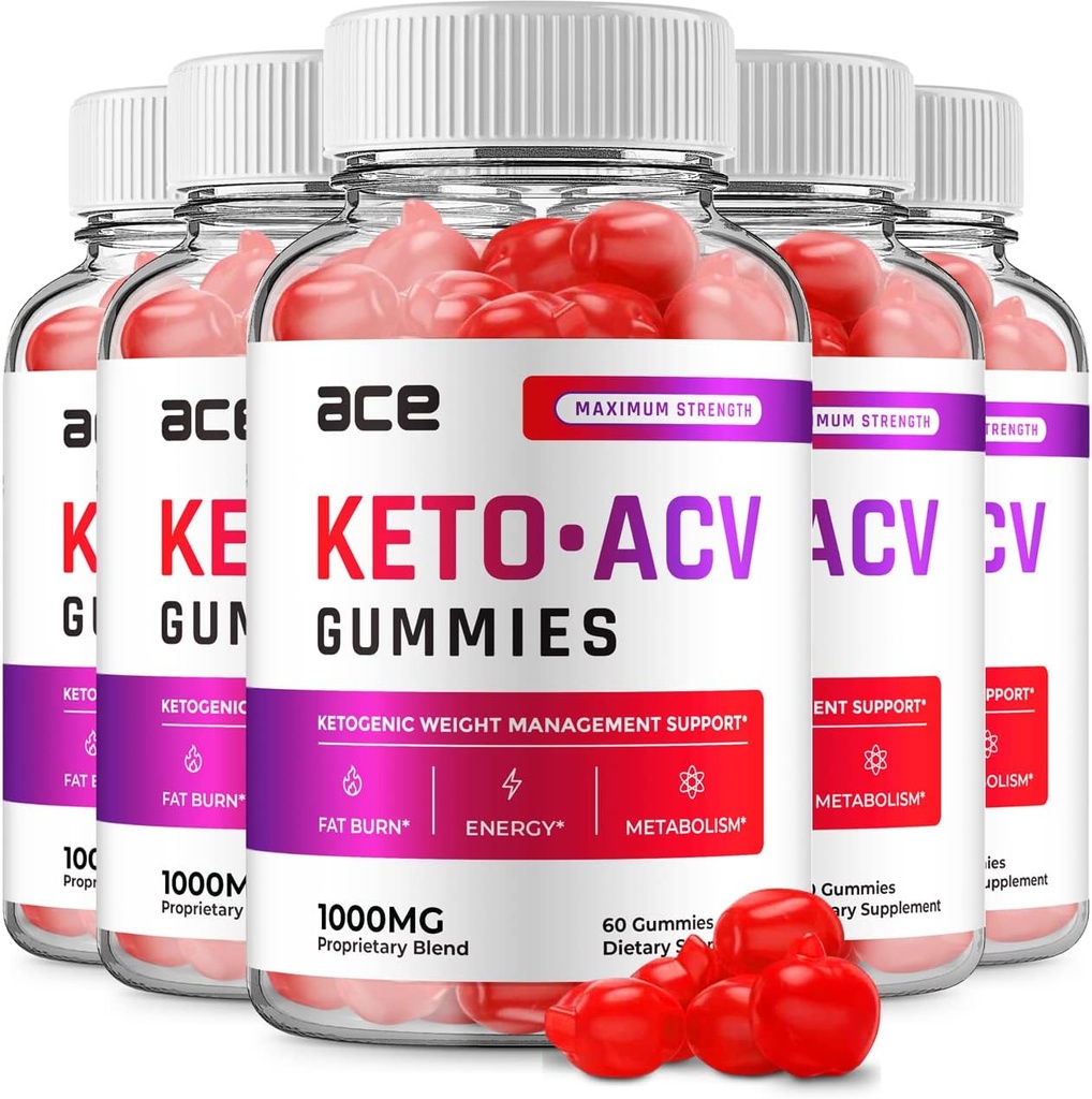 (5 Pack) Ace Keto ACV Gummies - Formule avancée Ace Keto Plus ACV Gummies Apple Cider Vinegar Ace ACV, Gestion du poids, Supplément alimentaire Avis Hommes Femmes (300 Gummies)