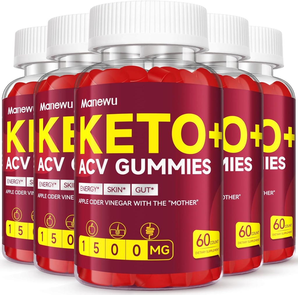 Gommies de vinaigre de cidre de pomme Keto - 1500mg vinaigre de cidre de pomme avec mère - végétalien, non-OGM, Gommies de vinaigre de cidre de pomme biologique pour les femmes hommes, detox & nettoyage, 5 pack