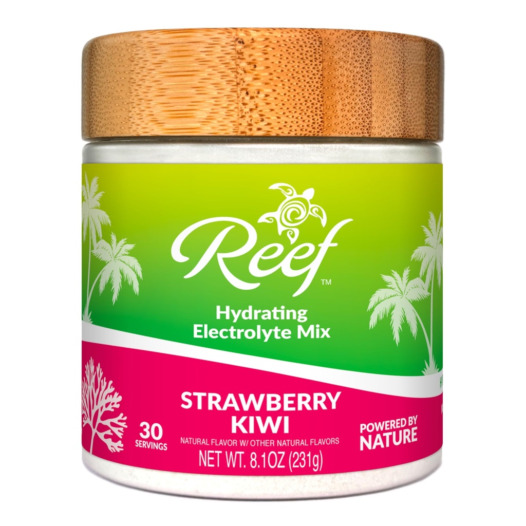 Hydrating Electrolyte Drink Mix | 5 Key Electrolytes + Vitamins | Coconut Water Powder, Pink Himalayan Salt & Real Fruit | Strawberry Kiwi | No Added Sugar | 30 Servings