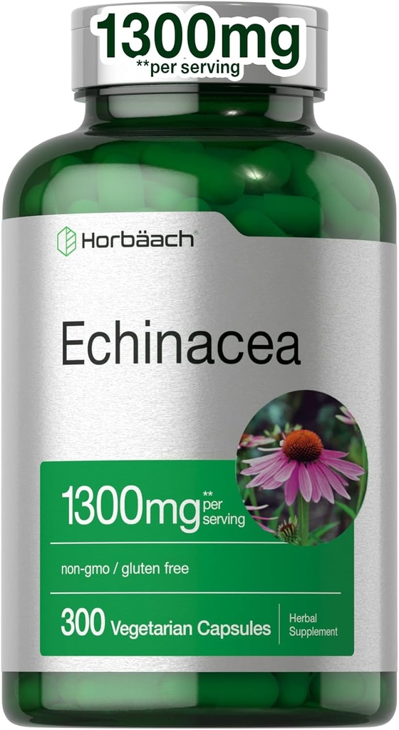 Horbäach Echinacea Capsules d'extrait 1300mg.300 Comte.