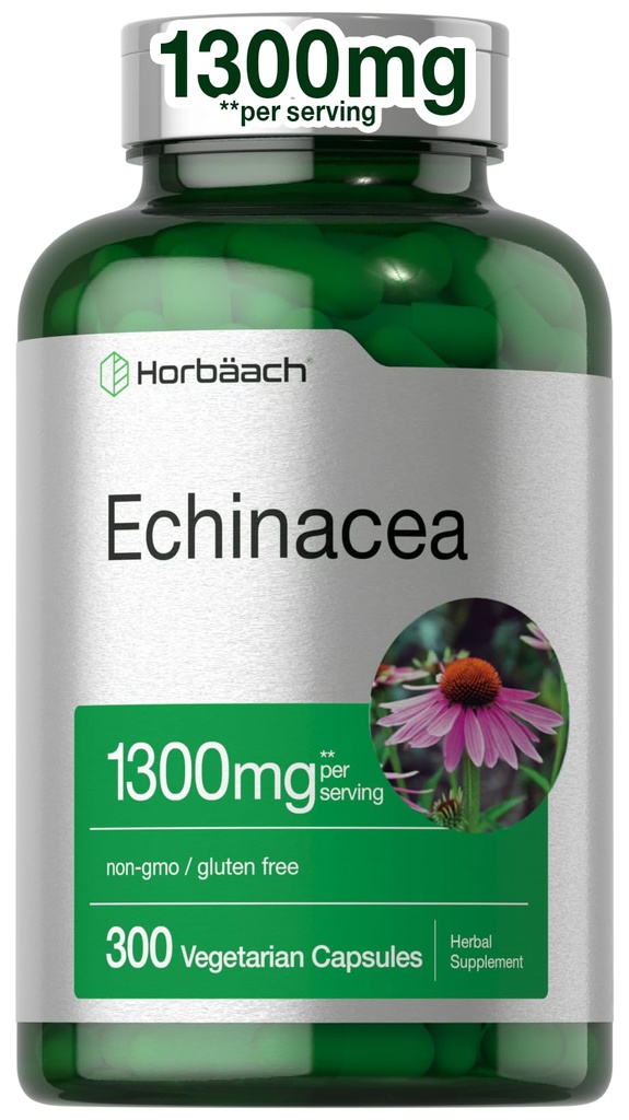 Horbäach Echinacea Capsules d'extrait 1300mg.300 Comte.