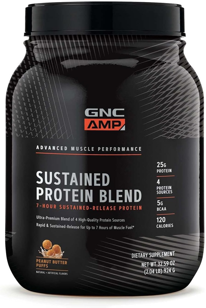 GNC AMP Mélange protéinique durable - Puffes de beurre d'arachide (28 portions)