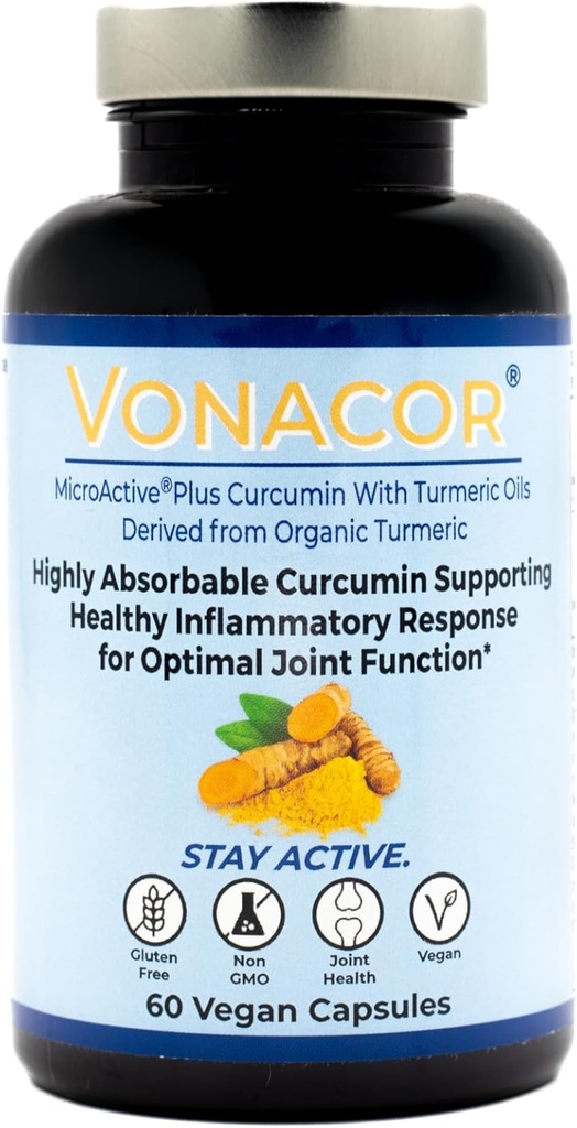 Curcumine microactive hautement absorbante avec extrait d'huile curcuma 500mg pour la santé articulaire optimale, végétalien, non-OGM, sans gluten, 60 gélules végétaliennes