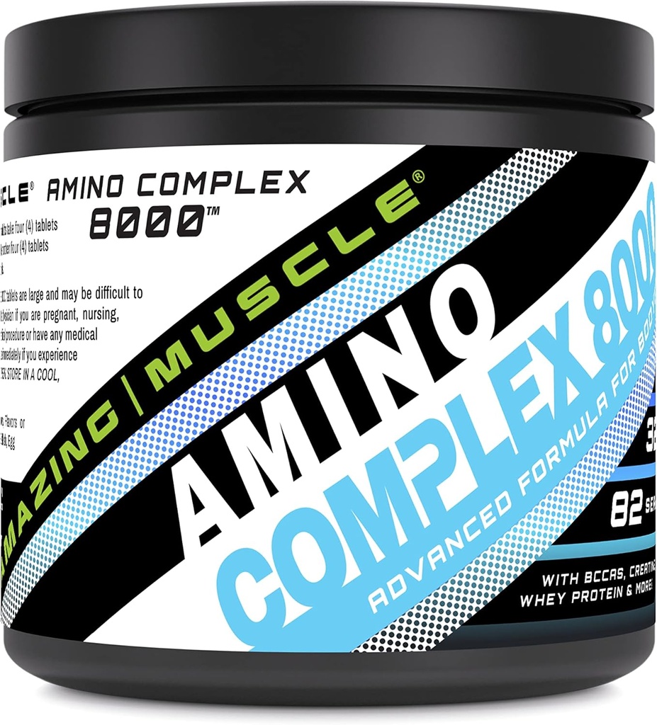 Supplément complexe d'amino musculaire étonnant de 8000 Mg par portion de 325 comprimés avec Taurine, Créatine, L-Glutamine, Whey Protein et BCAA