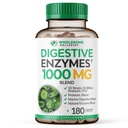 Enzymes digestives saines Bien-être 1000MG Plus Supplément prébiotiques et probiotiques, 180 capsules, formule végétale biologique à base de plantes pour la digestion et la lactose avec Amylase & Bromelain, 3-6 mois d'approvisionnement