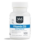 365 par Marché des aliments entiers, Vitamine D3 Softgels, 1000 UI, 100 CT