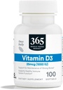 365 par Marché des aliments entiers, Vitamine D3 Softgels, 1000 UI, 100 CT