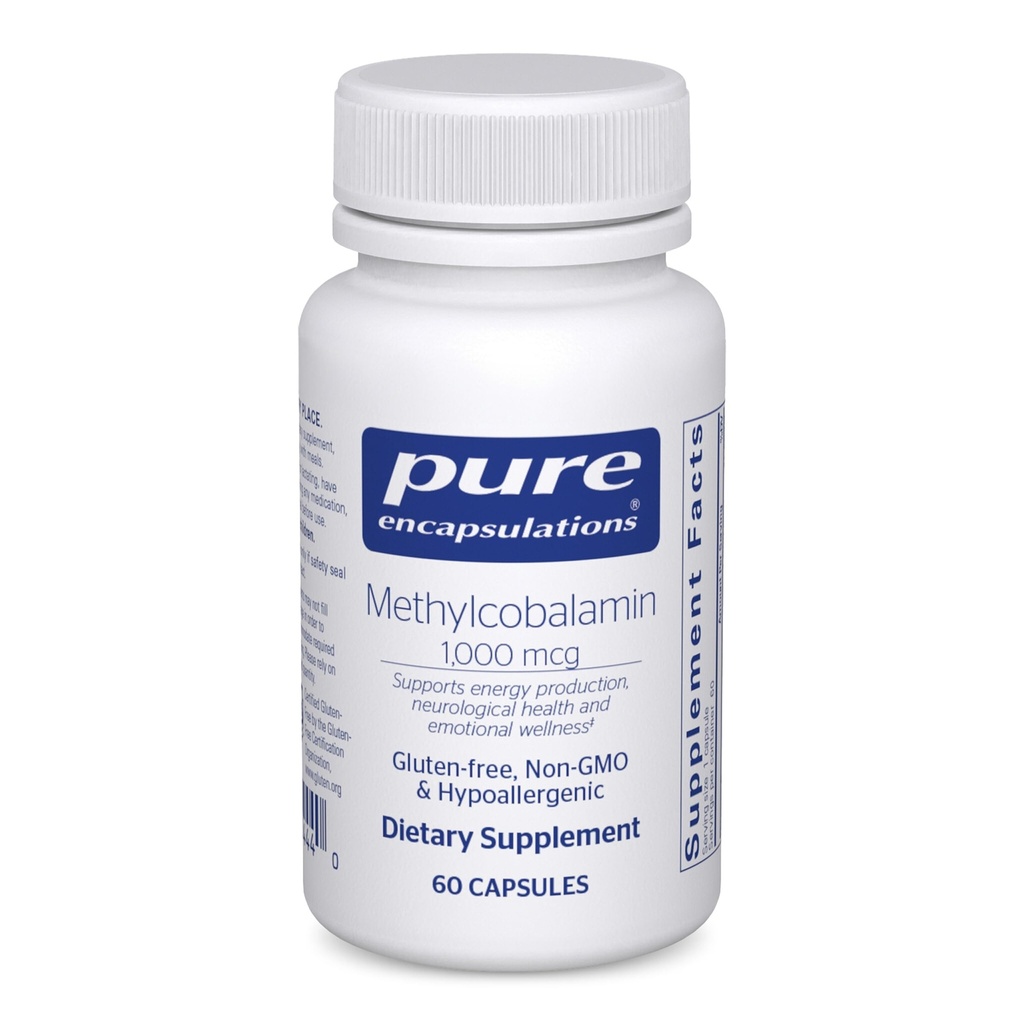 Encapsulations pures méthylcobalamine 1 000 mcg - Supplément de vitamine B12 pour soutenir la mémoire et la santé nerveuse - Capsules de vitamine B12 Premium - 60 Capsules