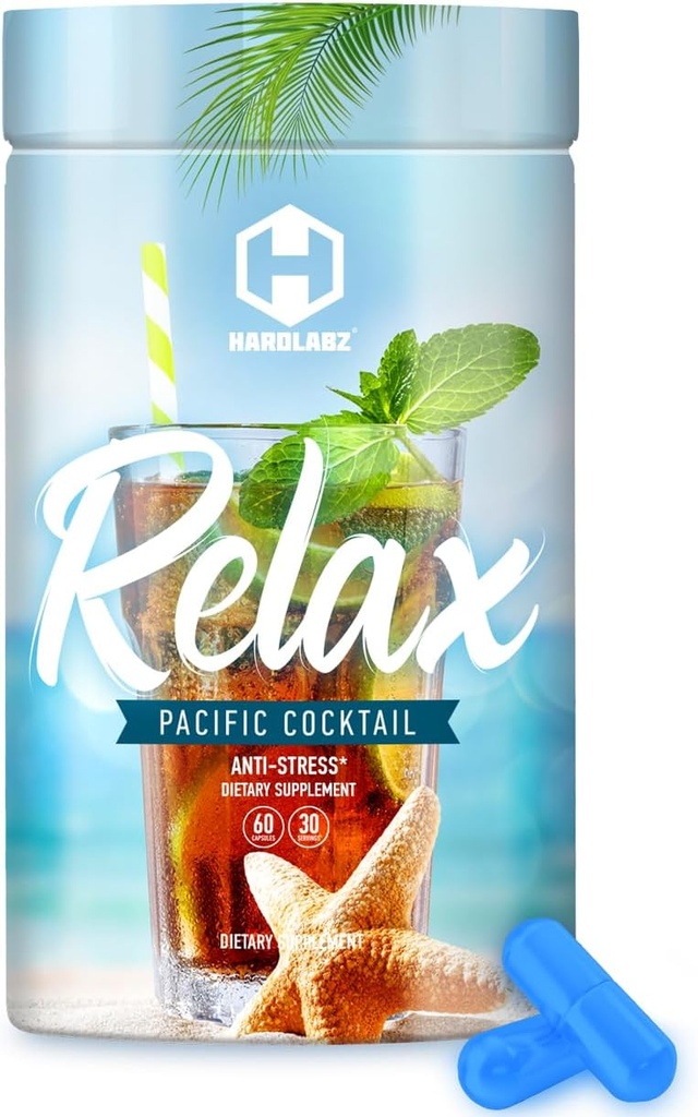 HARDLABZ Relax - All-Natural Stress Relief, Sleep Support, Mood Enhancement Herbal Supplément avec Ivan Tea, Valérien, Ginseng, Lavande, Lemon Baume, Motherwort, 60 Capsules
