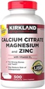 Kirkland Signature Citrate de calcium Magnésium et zinc, 500 comprimés