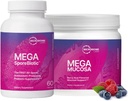 Microbiome Labs MegaSporeBiotique (60 Capsules) + MegaMucosa (5,5oz en poudre) Bundle de soutien probiotique et mucosal Gut - Probiotique à base de spores avec Immunoglobulines, Supplément en poudre d'acides aminés