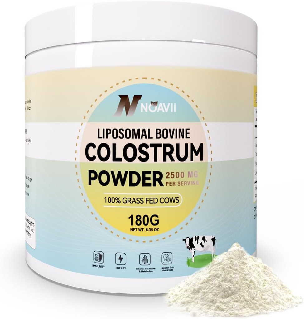 Poudre de colostrum bovin liposomique - Colostrum bovin pur pour les humains - supplément de colostrum gras pour le soutien de la poitrine, la santé immunitaire et la croissance des cheveux-6,35 oz