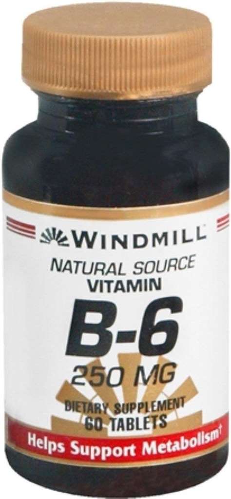 Windmill Vitamin B-6 250 mg Tablets 60 Tablets (Pack of 3)